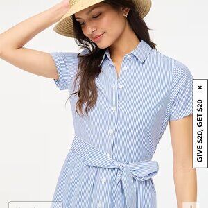 J. Crew Factory Striped short-sleeve midi shirtdress